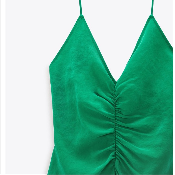 NEW ZARA LONG RUCHED DRESS - Picture 7 of 9